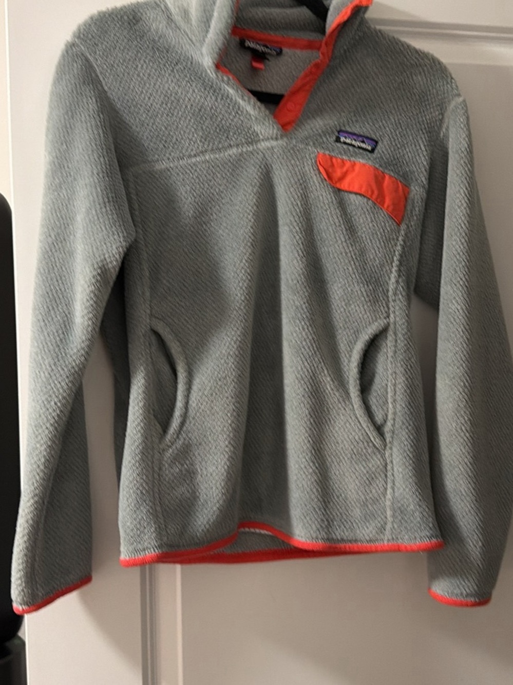Patagonia Kids Gray Fleece Pullover with Orange Accents